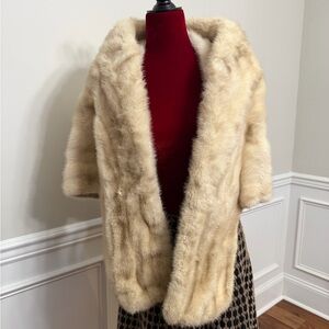 Vintage Mable's Furs Denver Blonde Mink Stole Wrap - "Autumn Haze" Genuine Fur